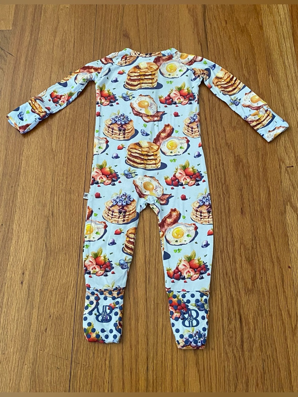 Bums & Roses light Blue Breakfast-Print Zip Front Baby Pajama - Picture 9 of 11